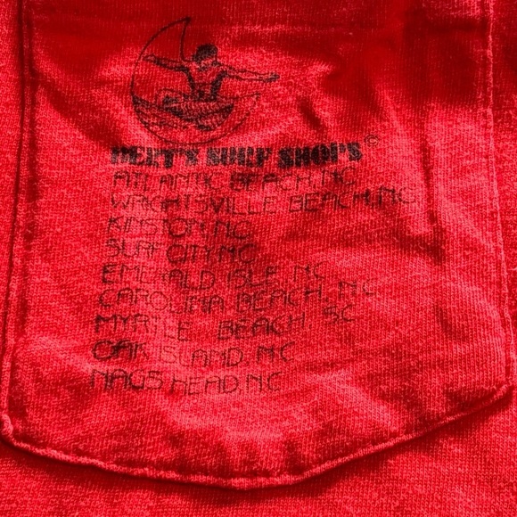 Vintage Sledmens Bert’s Surf  Shop Red T-Shirt Mens SzL(42-44) Single Stitch Y2K - Picture 3 of 10